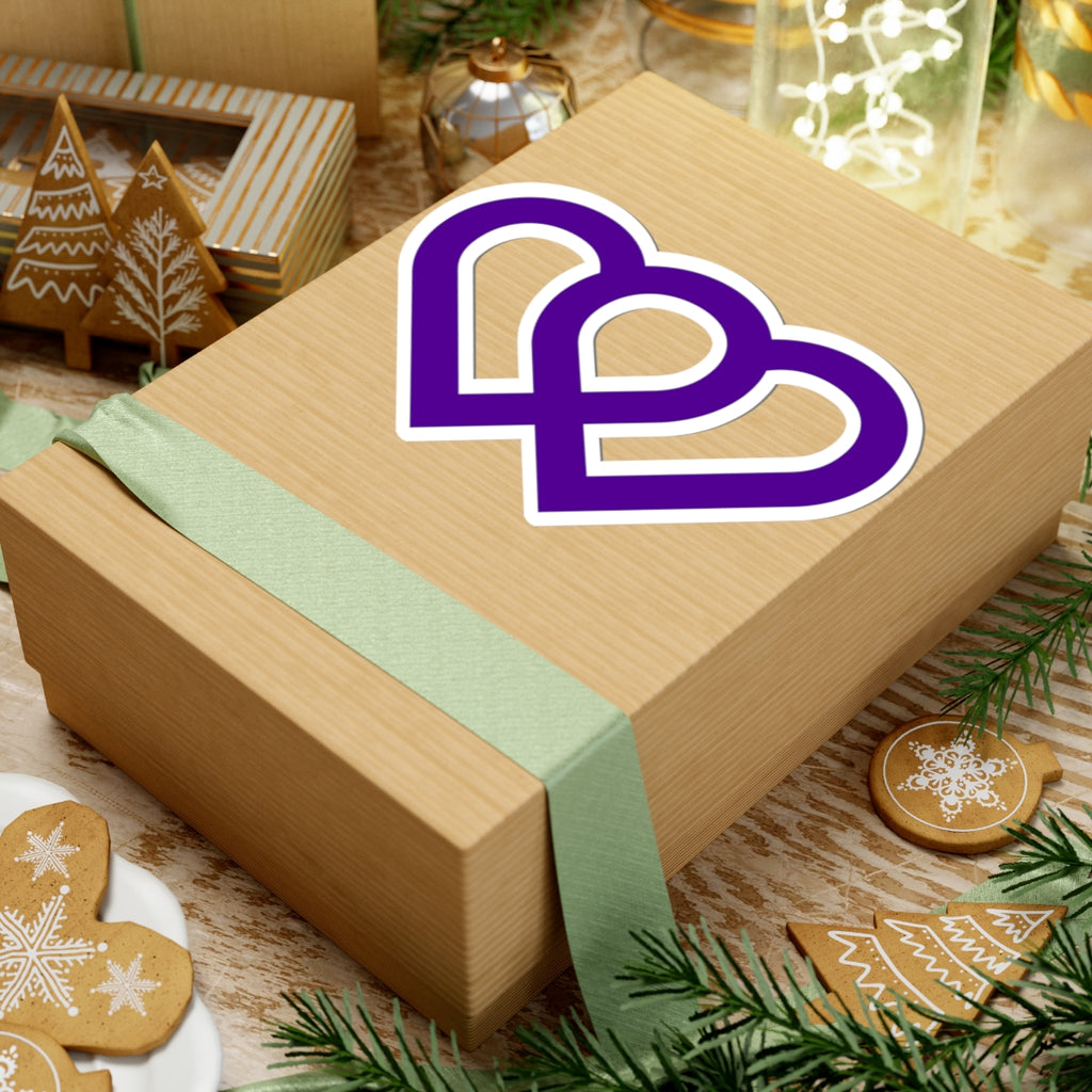 Purple Intertwined Hearts Sticker — Decal for Laptops & Journals