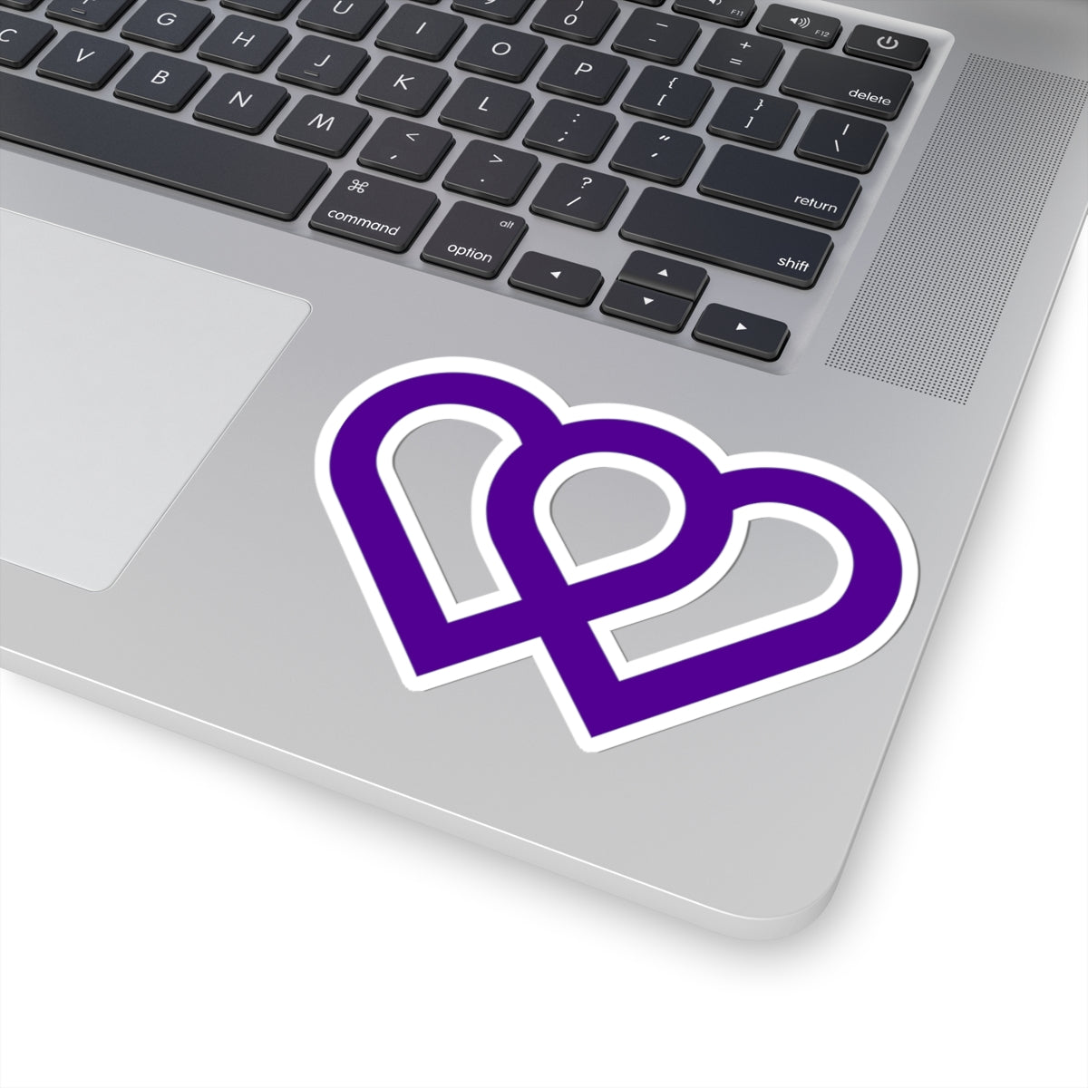 Purple Intertwined Hearts Sticker — Decal for Laptops & Journals
