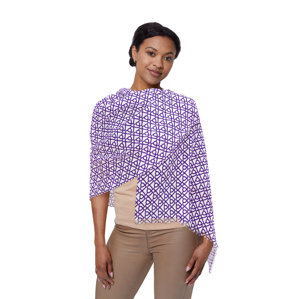 Lavender Geometric Light Scarf — Lightweight Fringed Spring/Summer Wrap