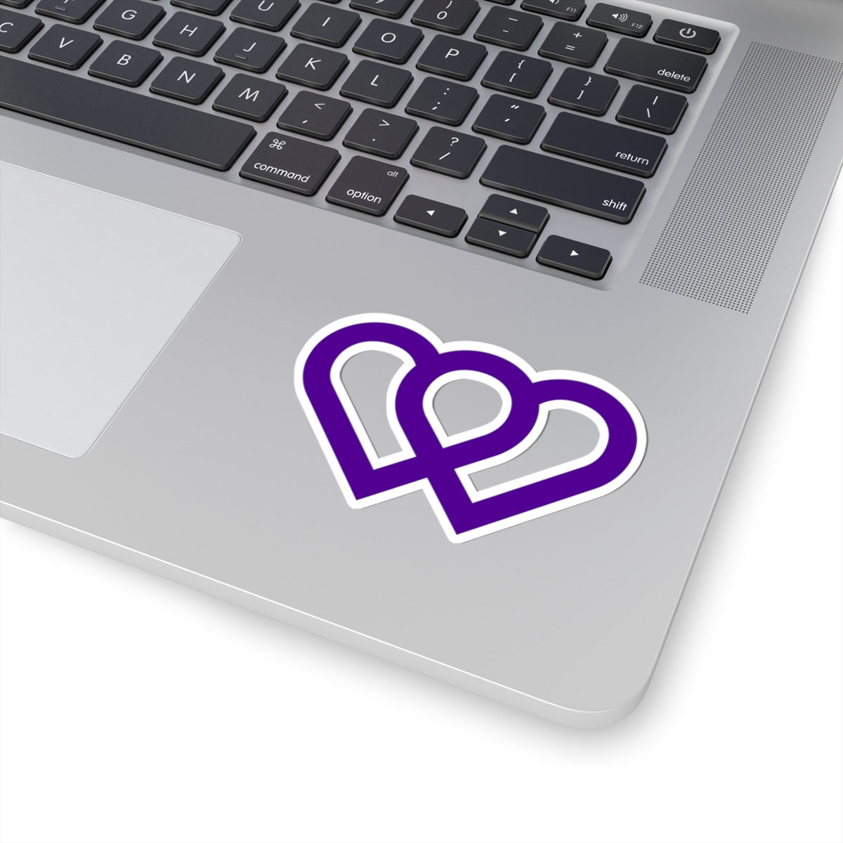 Purple Intertwined Hearts Sticker — Decal for Laptops & Journals