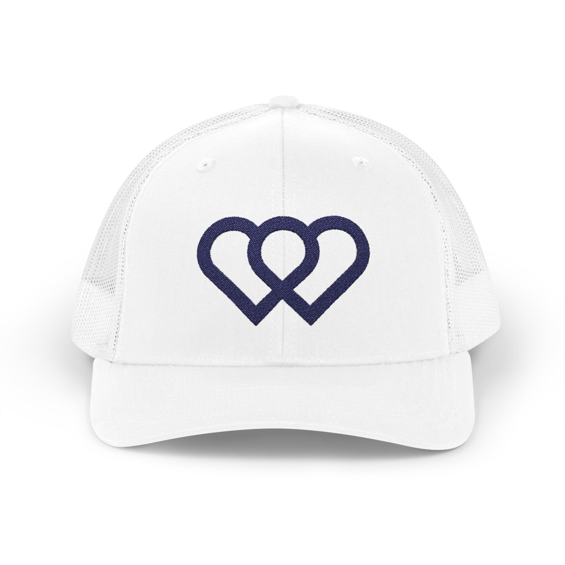 Heart Link Snapback Trucker Cap – Interlocking Hearts Embroidered Mesh Hat