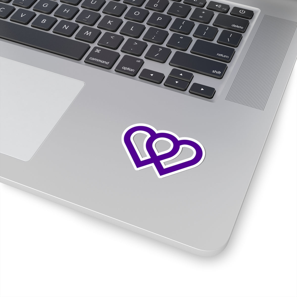 Purple Intertwined Hearts Sticker — Decal for Laptops & Journals
