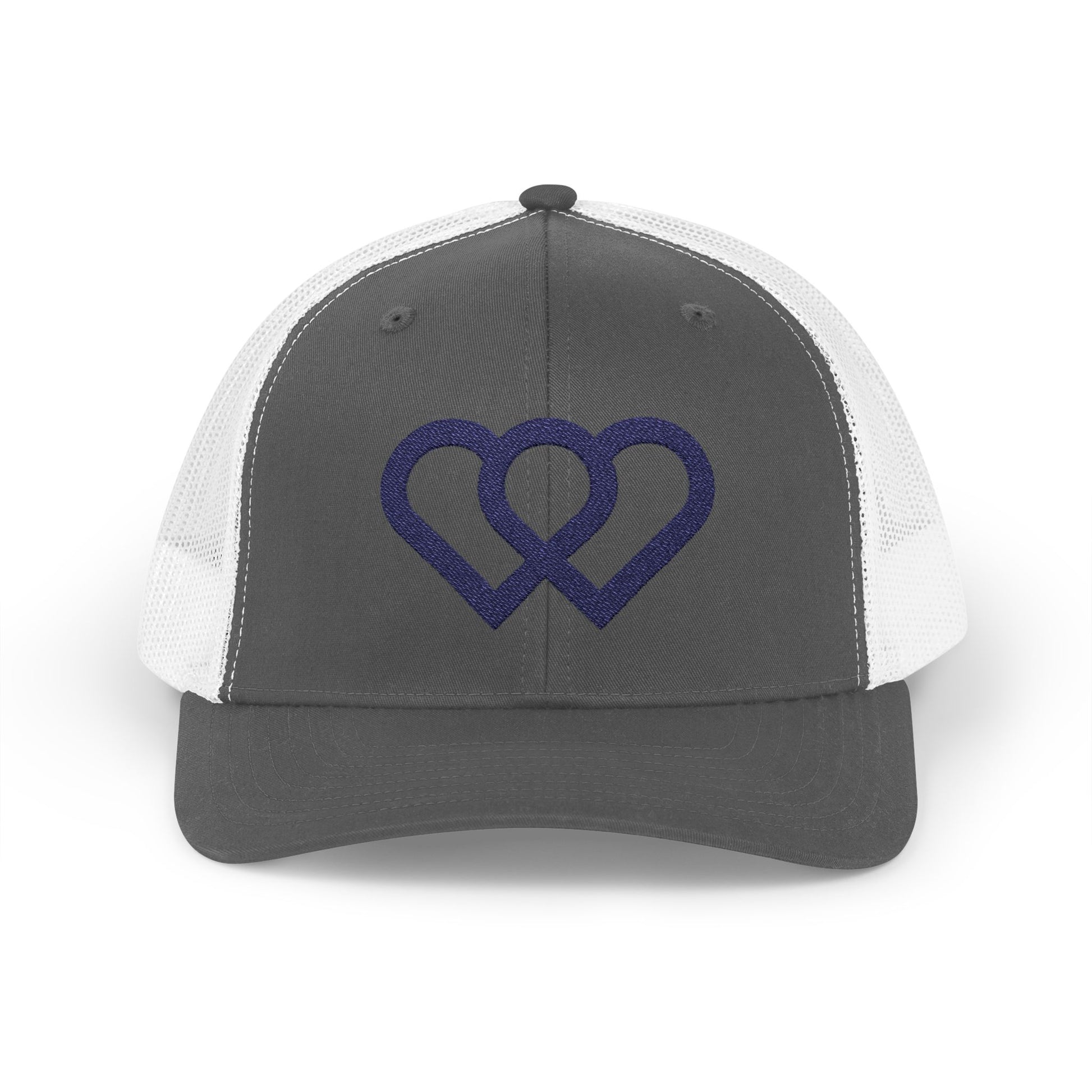 Heart Link Snapback Trucker Cap – Interlocking Hearts Embroidered Mesh Hat