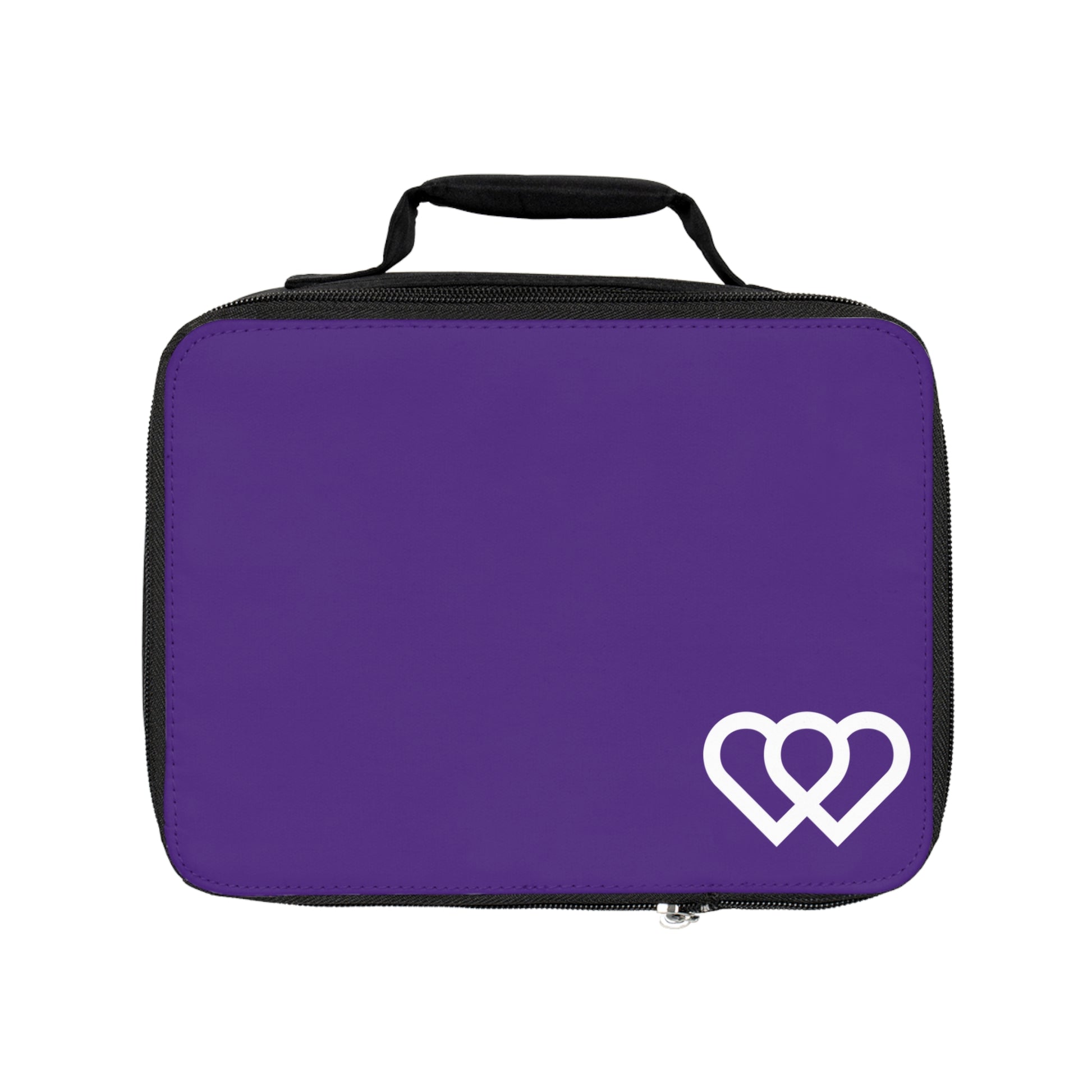 Stylish Purple Lunch Bag with Heart Design, Insulated Tote, School Lunch, Picnic Bag, Unique Gift for Kids and Adults