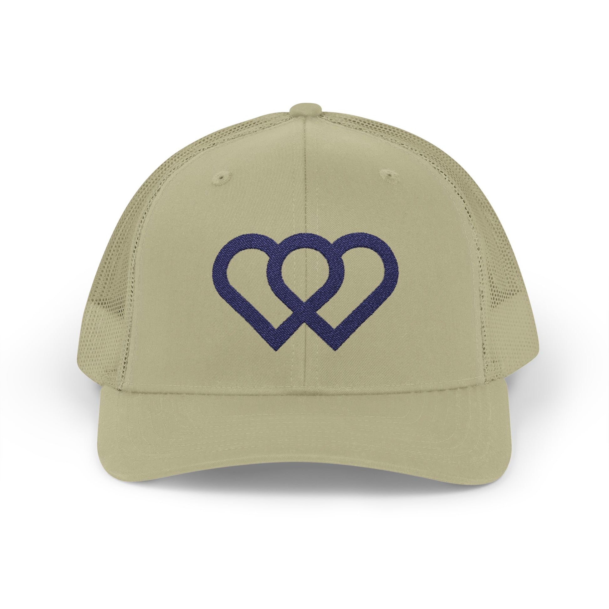 Heart Link Snapback Trucker Cap – Interlocking Hearts Embroidered Mesh Hat