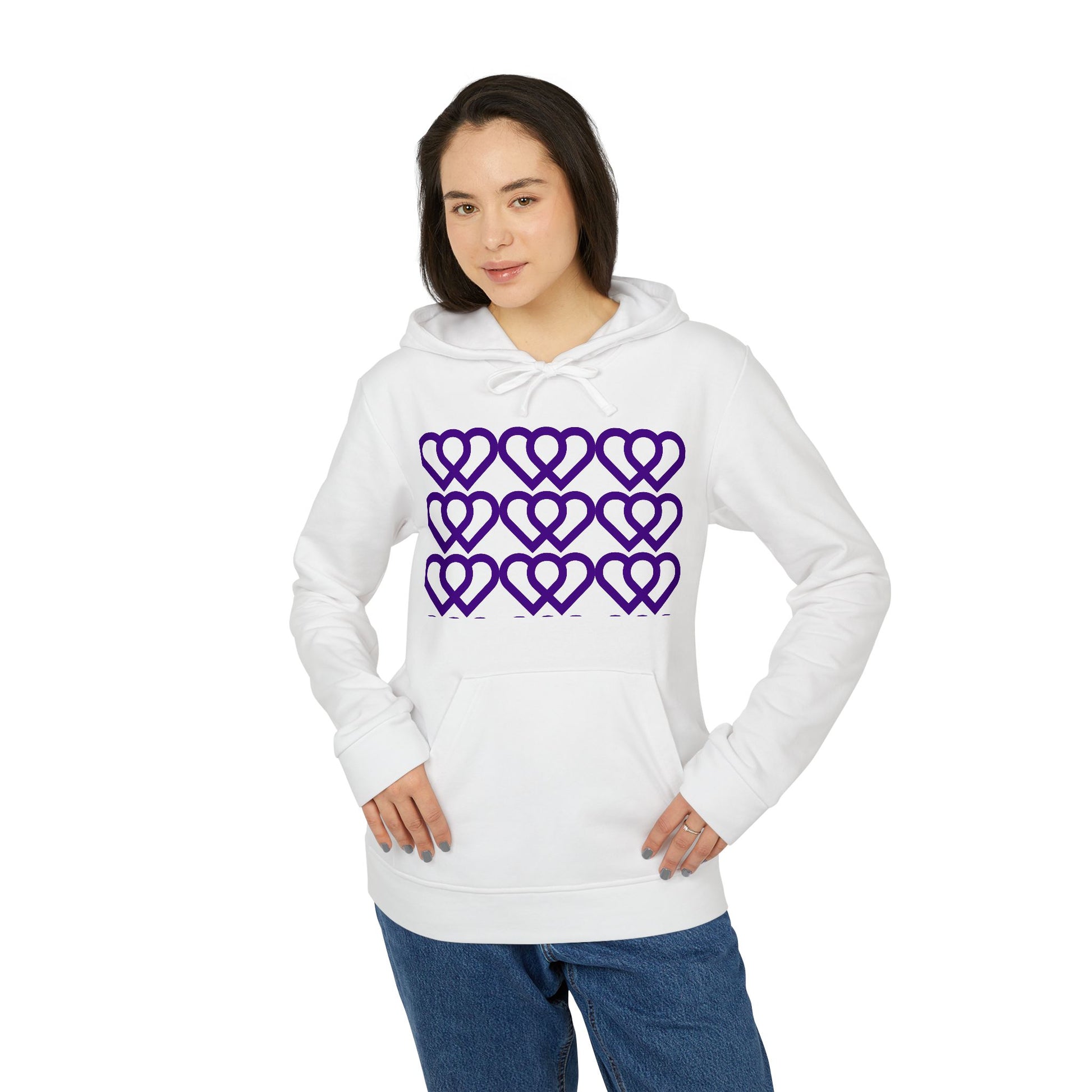 Cozy Heart Pattern Hoodie | Stylish Streetwear, Gift for Her, Casual Outfit, Valentine's Day, Unisex Fleece Sweatshirt