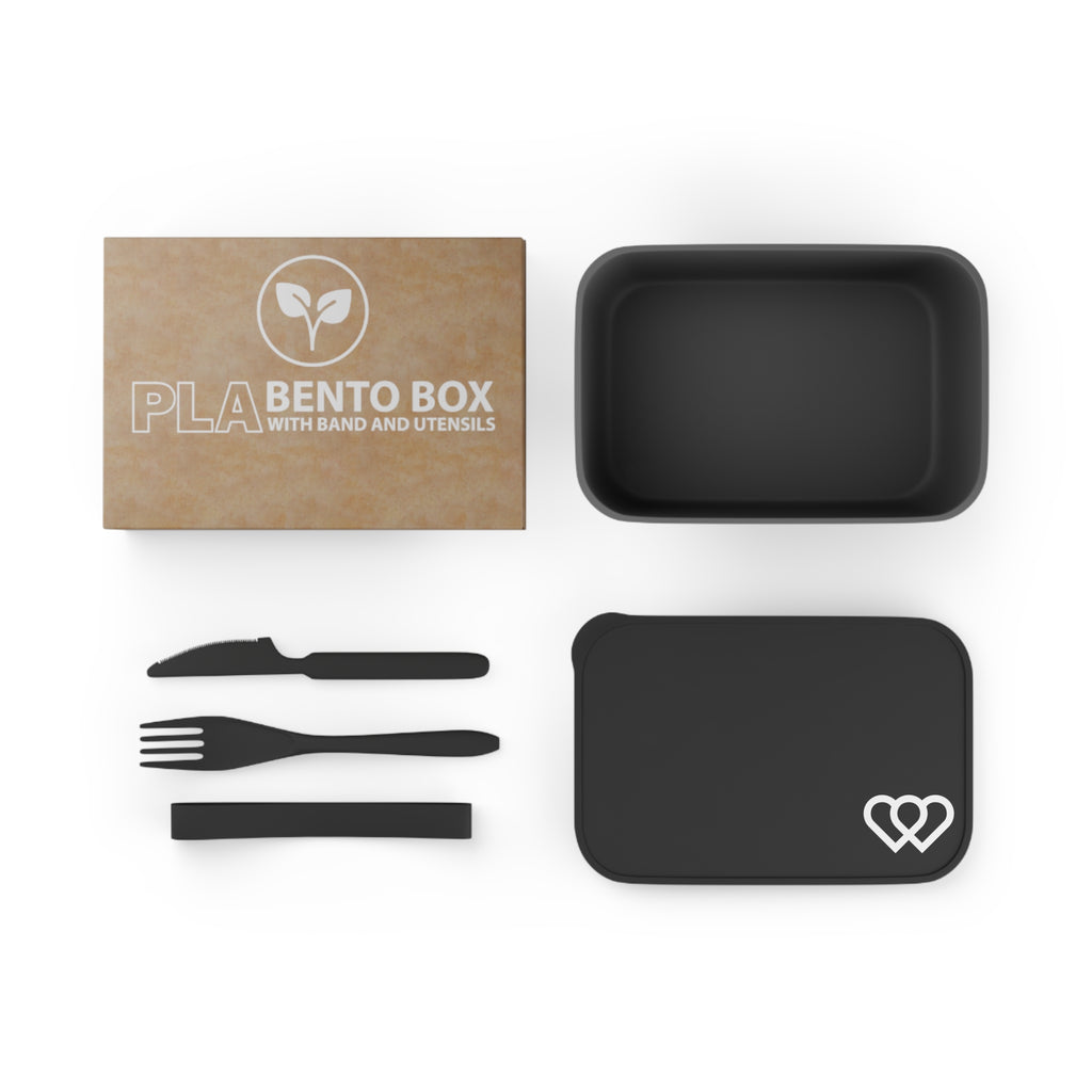 Stylish Bento Box for Meal Prep, Eco-Friendly Lunch Container, Perfect for On-the-Go, Gift for Foodies, Black with Heart Design