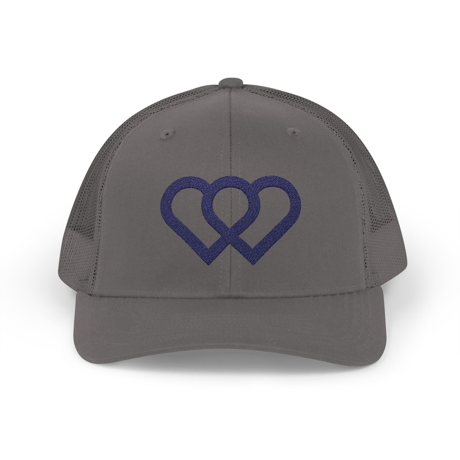 Heart Link Snapback Trucker Cap – Interlocking Hearts Embroidered Mesh Hat