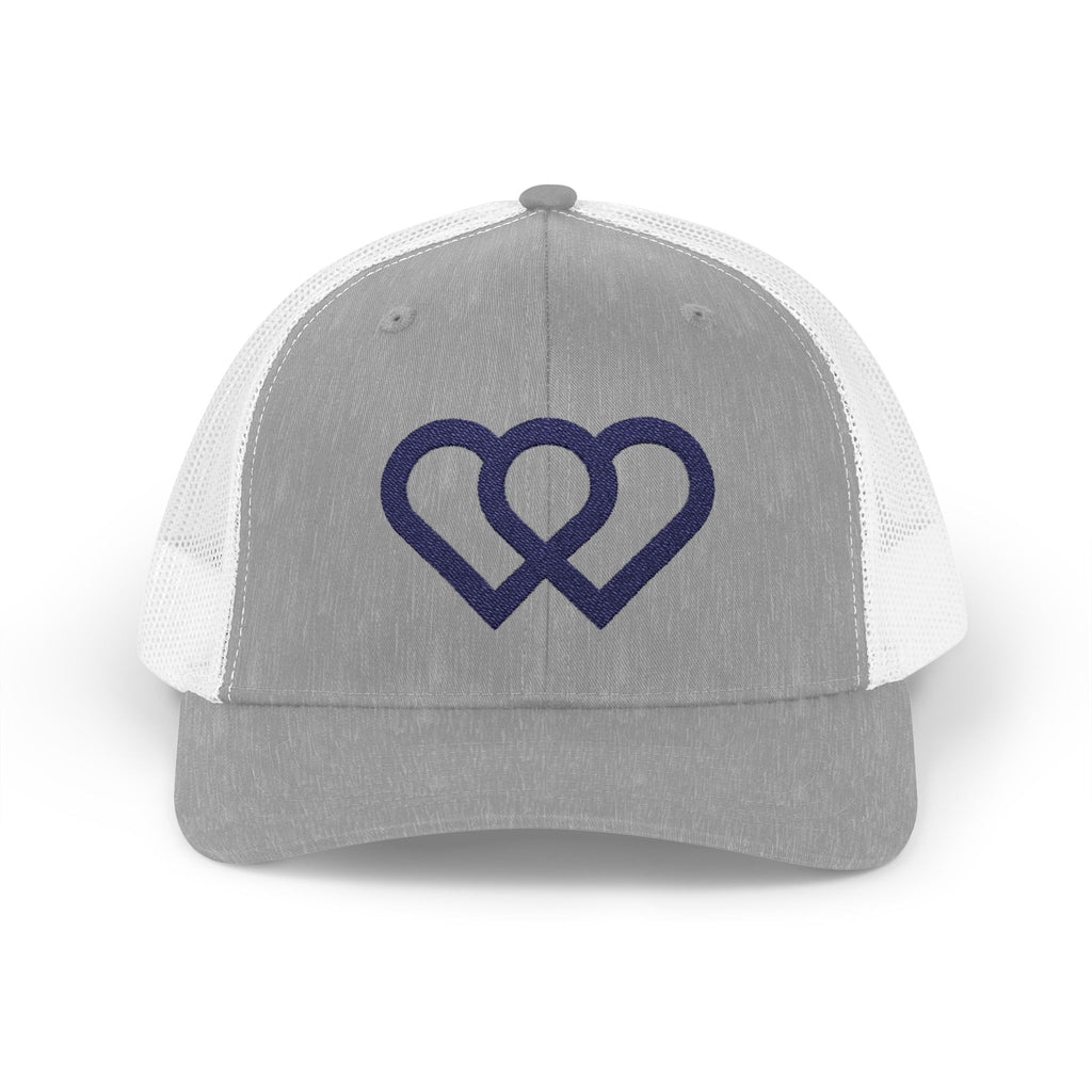 Heart Link Snapback Trucker Cap – Interlocking Hearts Embroidered Mesh Hat
