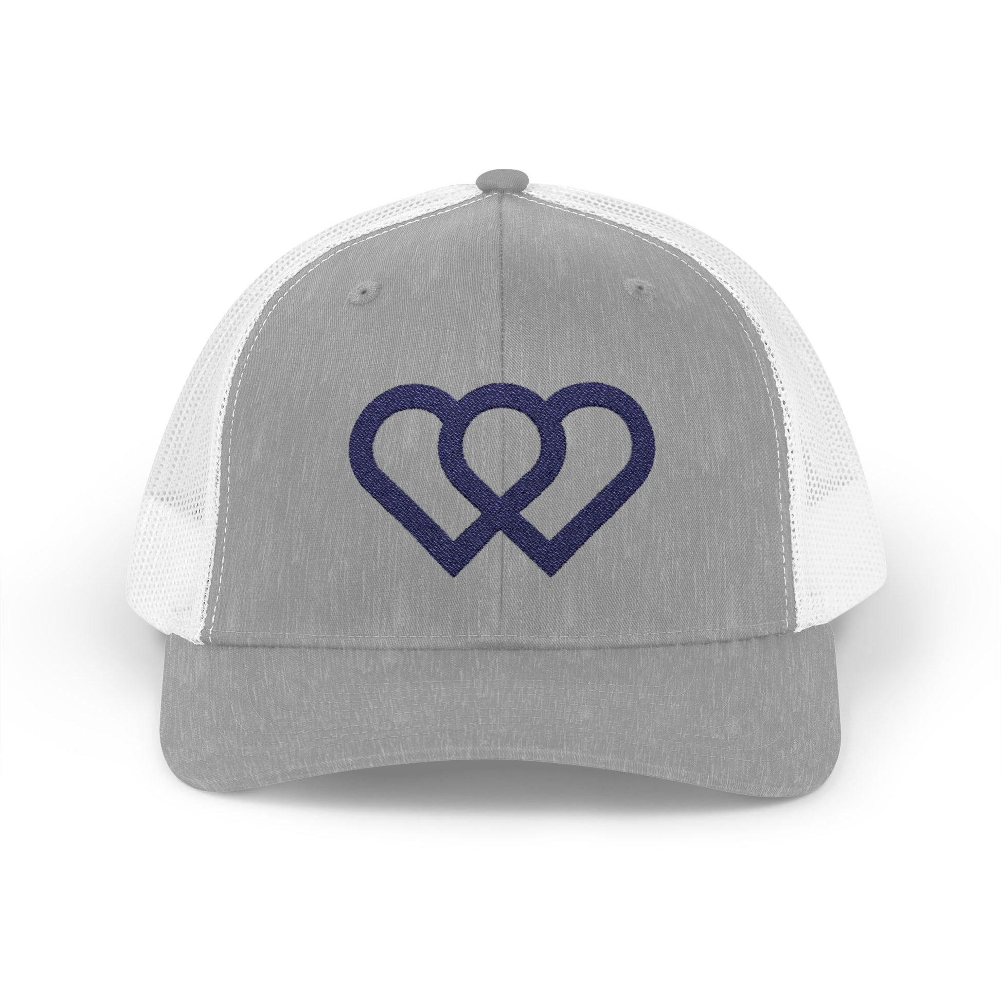 Heart Link Snapback Trucker Cap – Interlocking Hearts Embroidered Mesh Hat