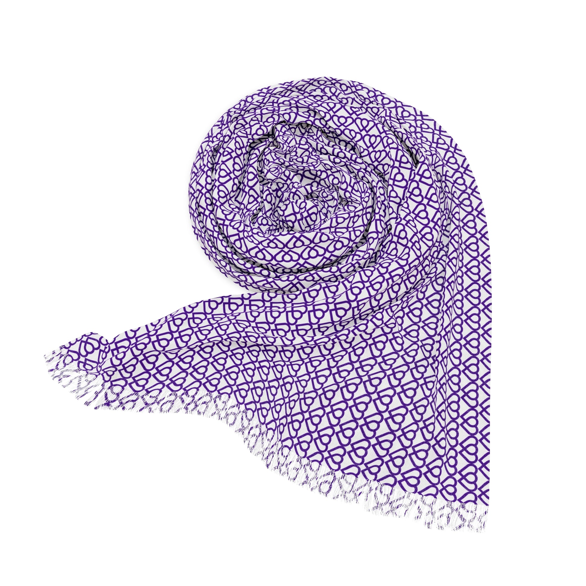 Lavender Geometric Light Scarf — Lightweight Fringed Spring/Summer Wrap