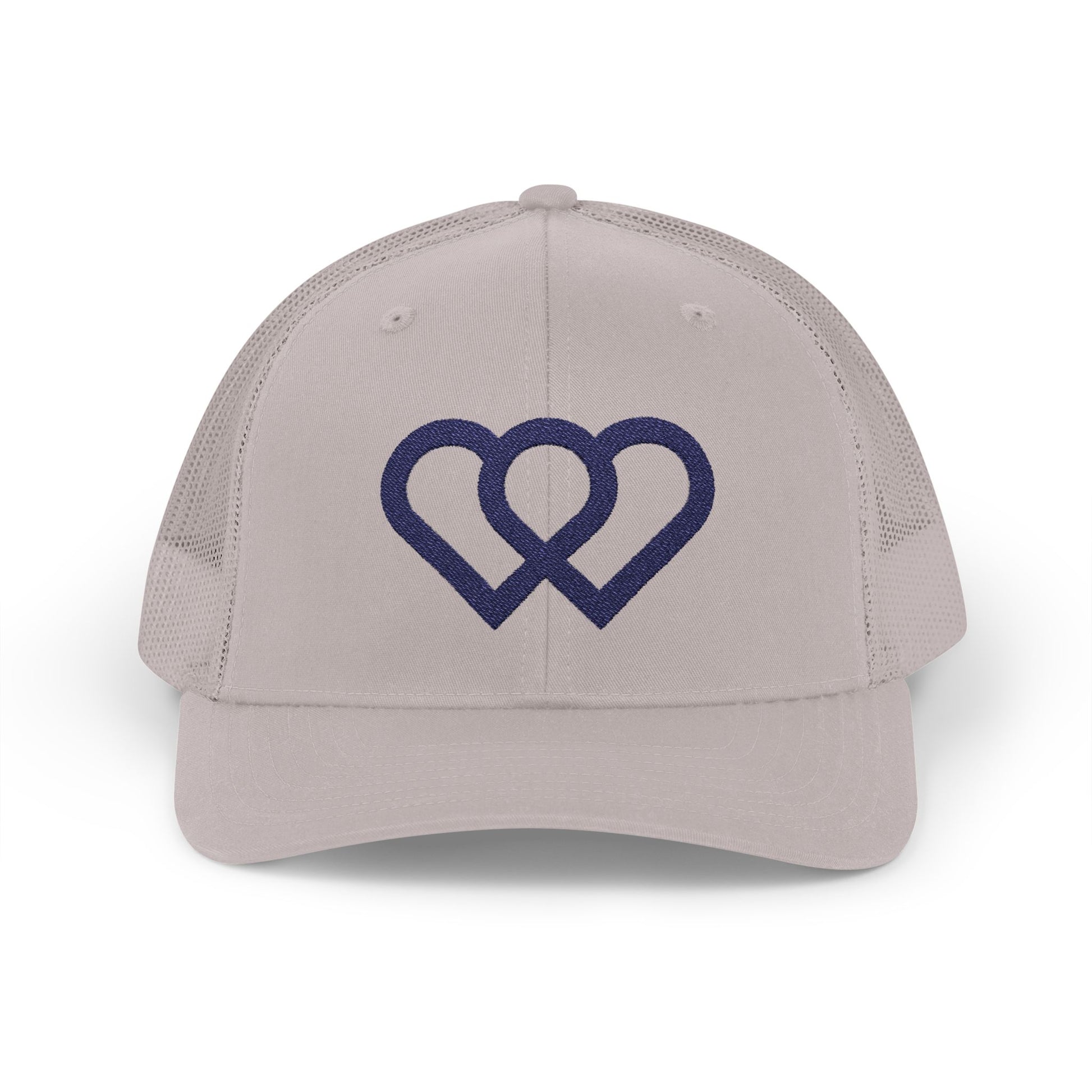 Heart Link Snapback Trucker Cap – Interlocking Hearts Embroidered Mesh Hat